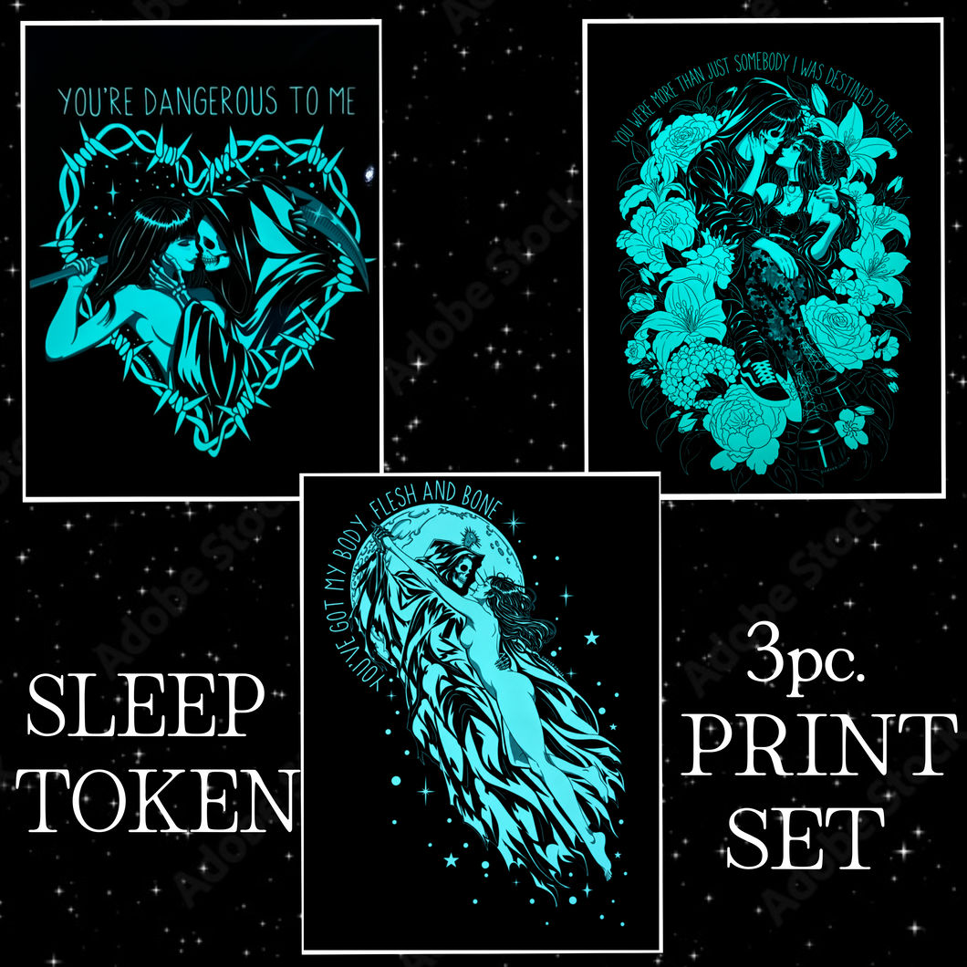 3pc. Glow in the Dark Sleep Token Print Set