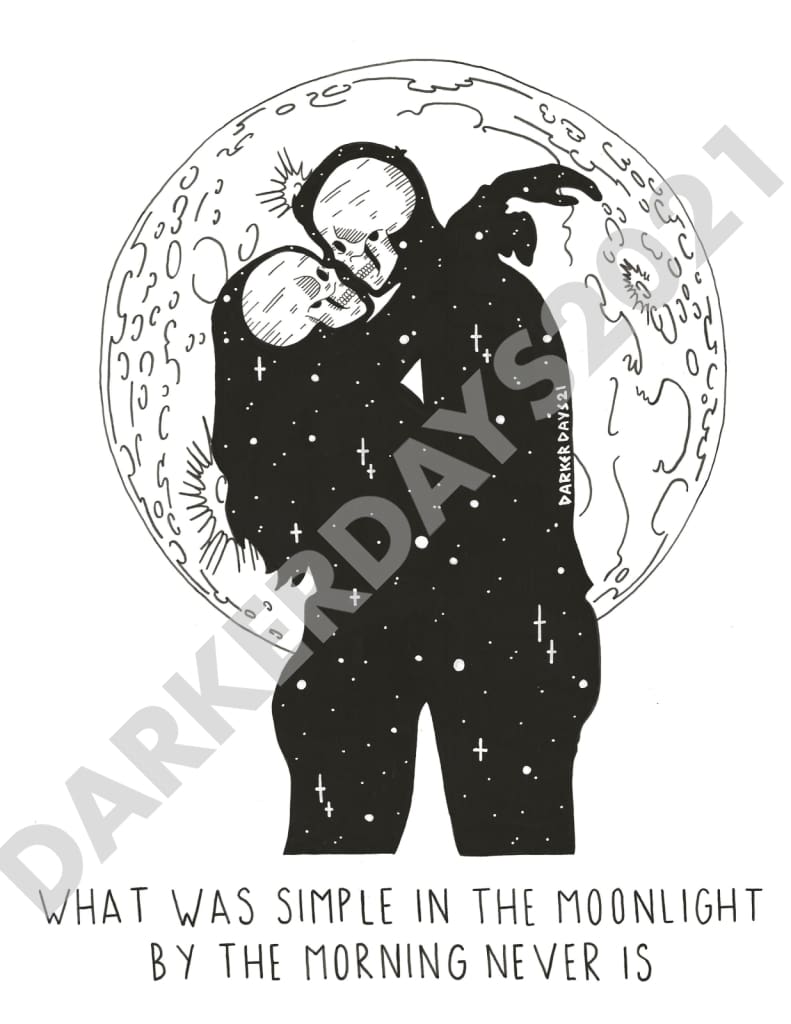 Simple In The Moonlight Original Illustration