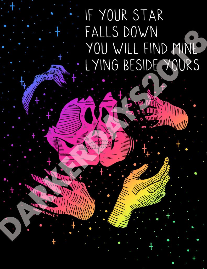 Star Falls Down Neon Print Prints